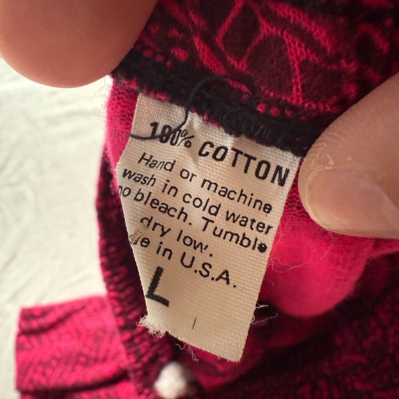 Vintage 80s Bright Pink Joggers Attack Reaction Wear L Black Zigzag Pattern Rare - Picture 7 of 7